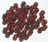 25 8mm Transparent Dark Topaz Round Glass Beads